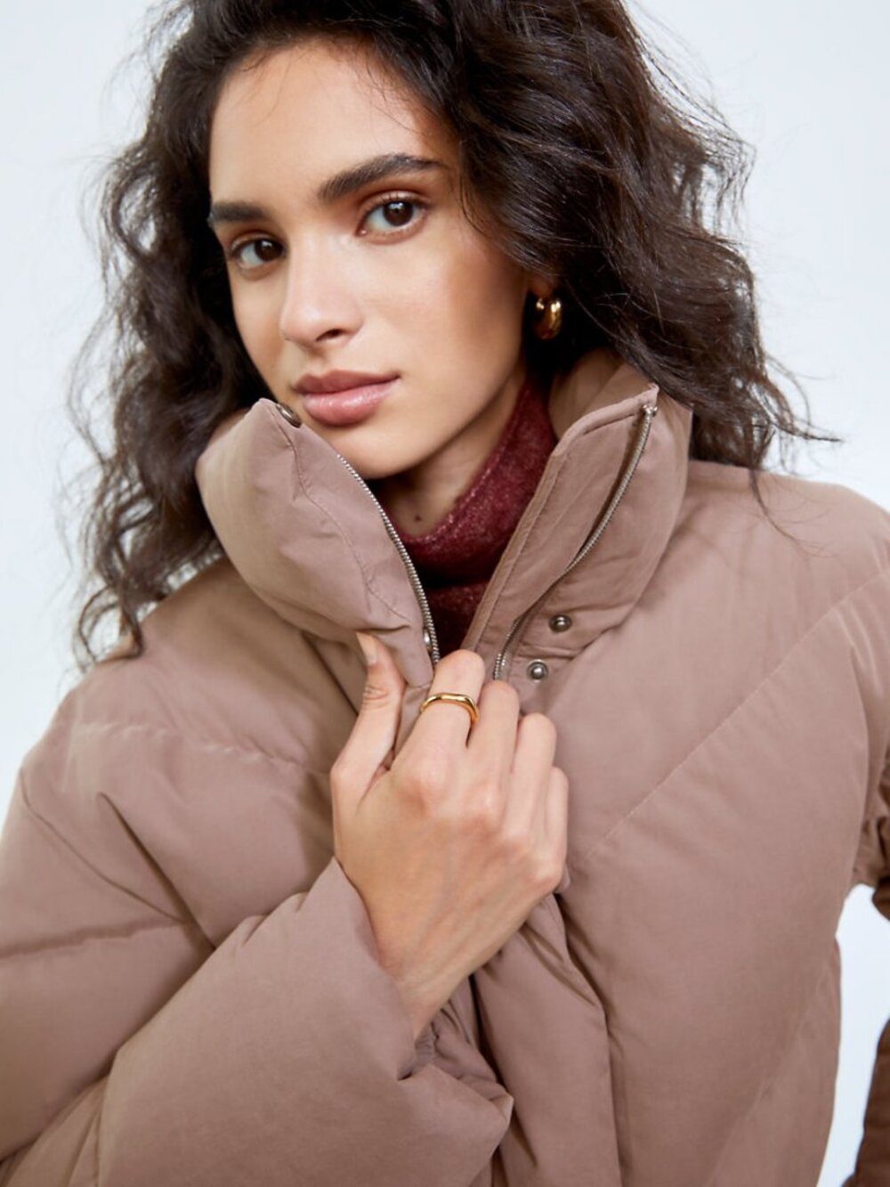 Aritzia Wilfred Cloud Puff Dusty Taupe Mauve Puffer Coat | Small